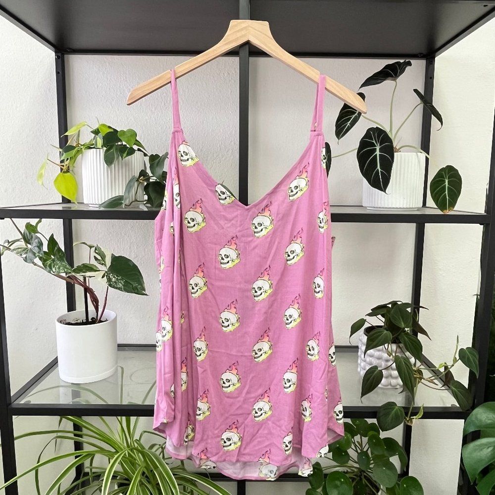 New Torrid Pink Tank Top with Skull Pattern - Size 1X